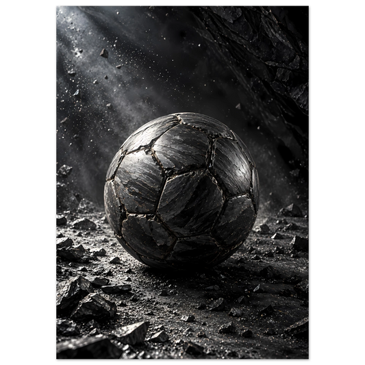 Bolden af Grafit – fodbold plakat i mørk grafit vist i indretning