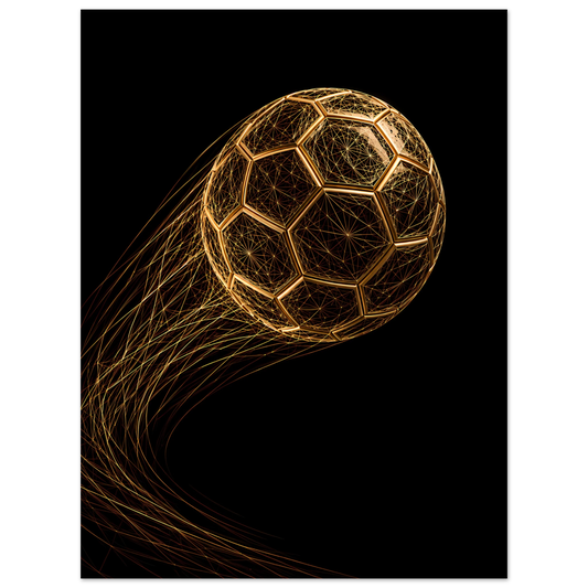 Bolden af Filigran – fodbold kunstplakat i sort og guld i indretning
