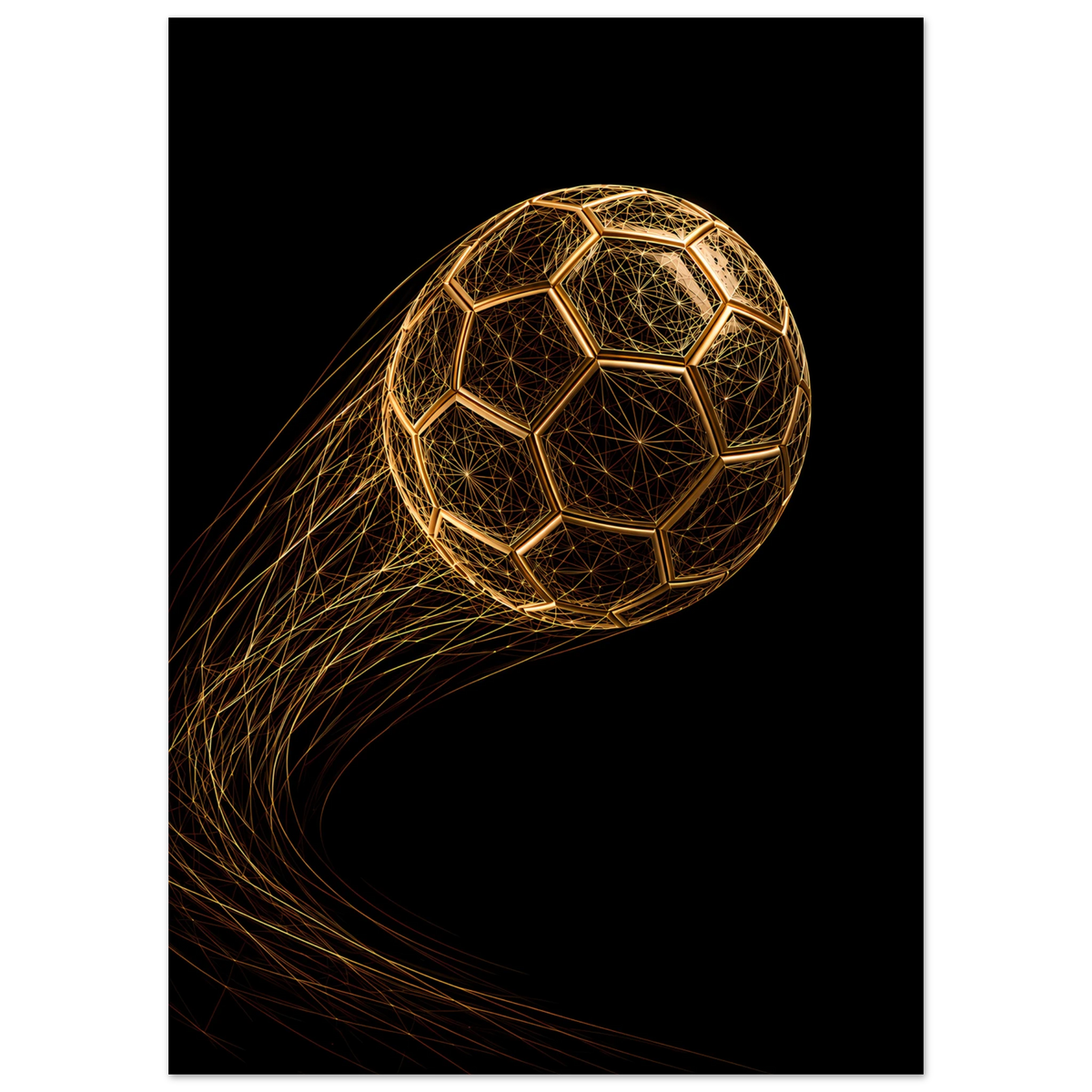 Bolden af Filigran – fodbold kunstplakat i sort og guld i indretning